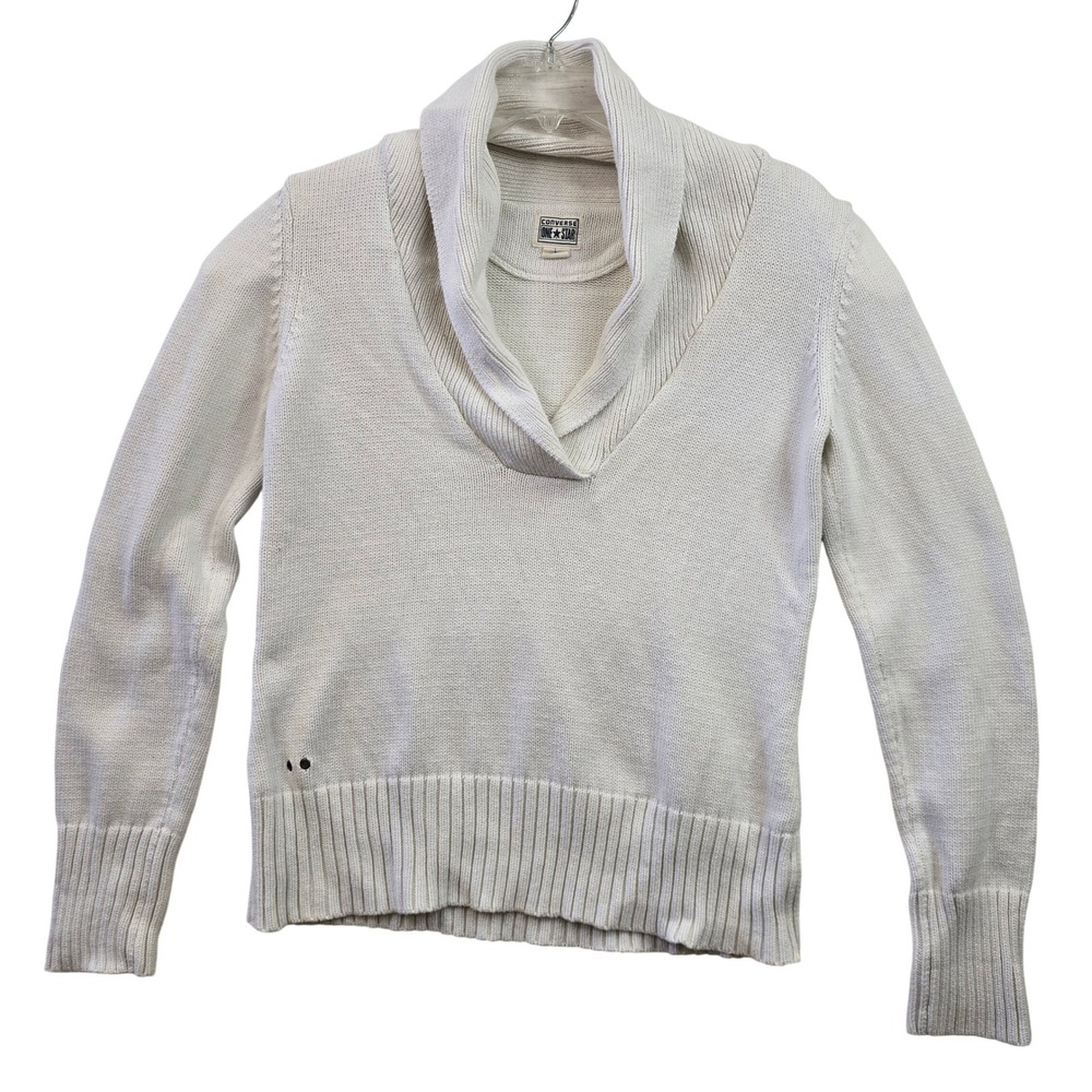 Converse Vintage One Star‎ Cream Knit Shawl Collar Sweater Small Made in Japan